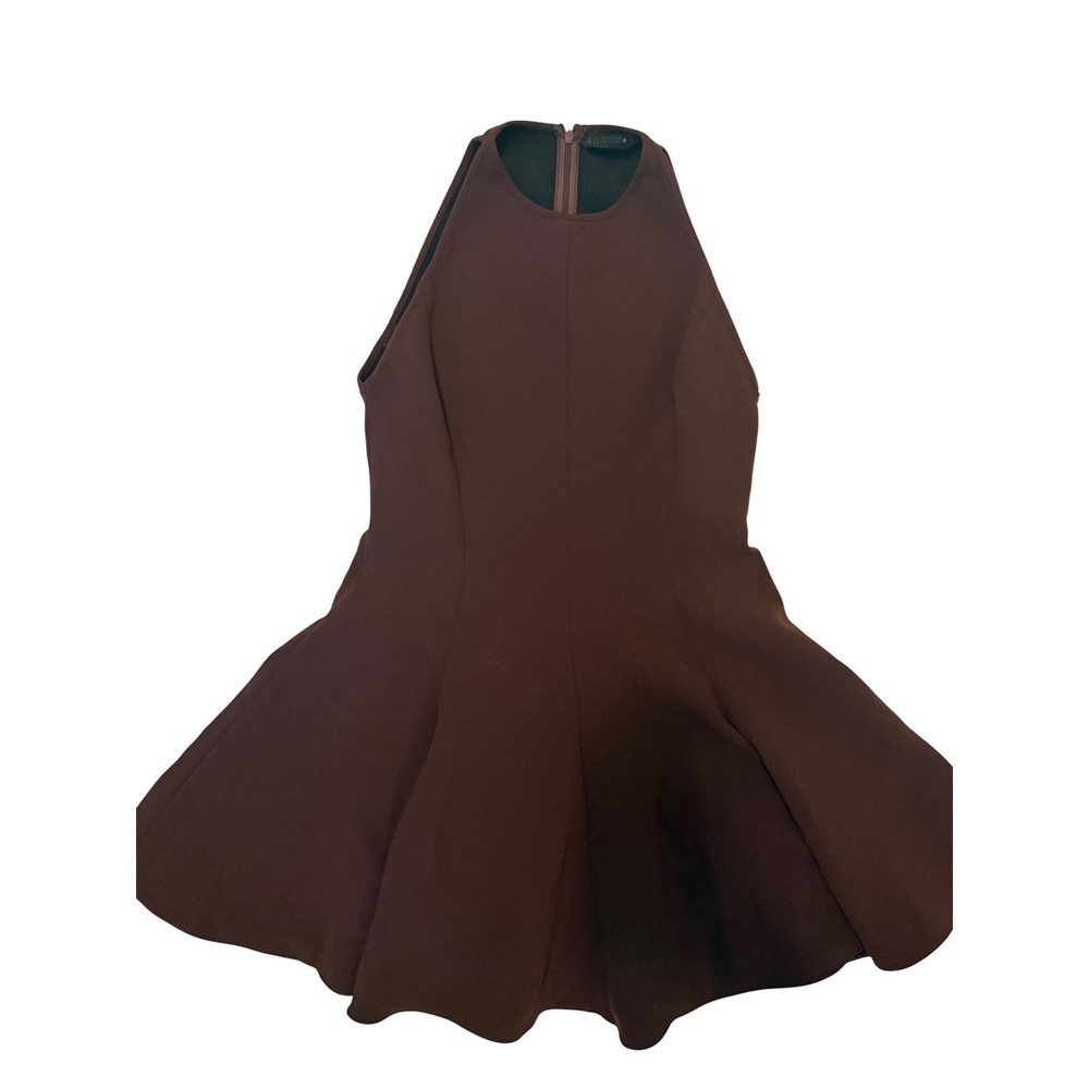 Zara‎ Chocolate Brown High Neck Fit and Flare Mini Dress Sleeveless Skater S